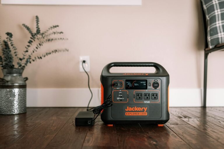 Portable power station on a wood floor for portable power station buying guide