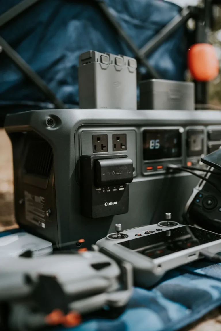 Portable power station with drone accessories, comparing EcoFlow Delta 3 Plus and Jackery Explorer 1500 Ultra