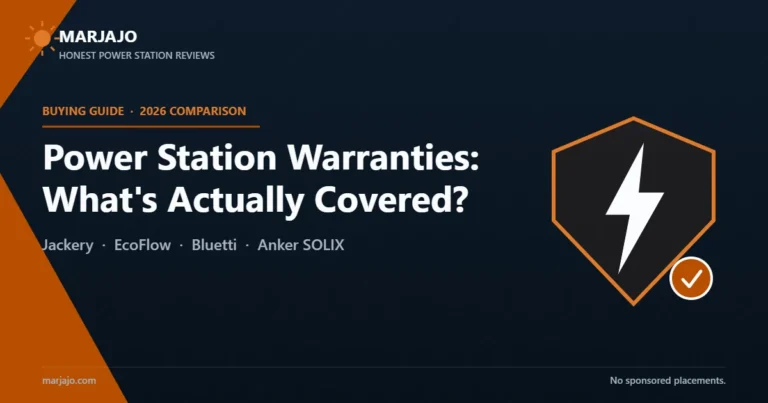 Power station warranty comparison 2026 — Jackery, EcoFlow, Bluetti, Anker SOLIX — Marjajo buying guide