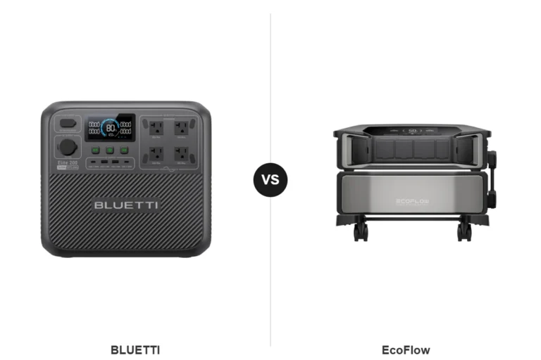 BLUETTI and EcoFlow portable power stations side by side, official product photos courtesy of BLUETTI and EcoFlow
