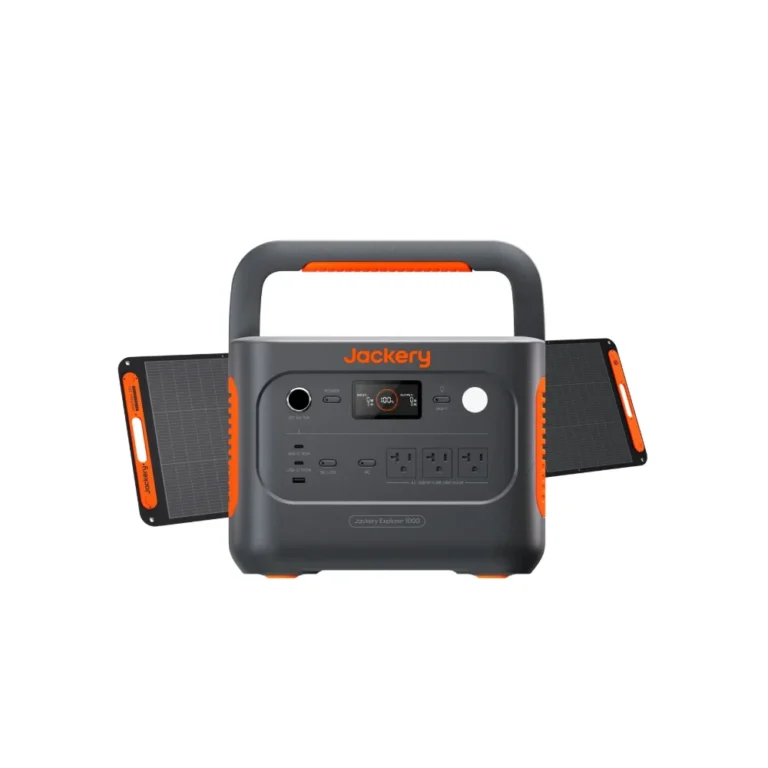 Jackery Explorer 1000 v2 power station with SolarSaga 200W solar panel, official product photo courtesy of Jackery