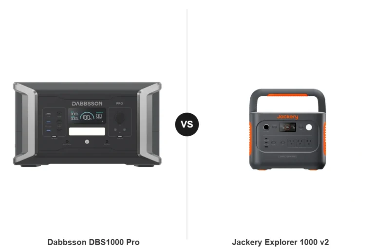 Dabbsson DBS1000 Pro and Jackery Explorer 1000 v2 side by side, official product photos courtesy of Dabbsson and Jackery