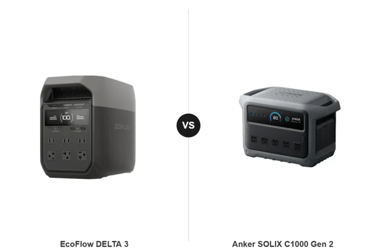 EcoFlow DELTA 3 and Anker SOLIX C1000 Gen 2 side by side, official product photos courtesy of EcoFlow and Anker
